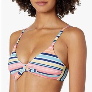 Splendid Multicolor Blue Striped Bikini Swimsuit Top Bra - Size Medium Retro